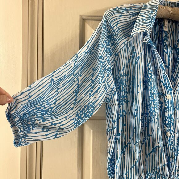 Vix by Paula Hermanny Women's Sz S Swim Cover-up Blue Drawstring Pockets Button - Picture 7 of 13